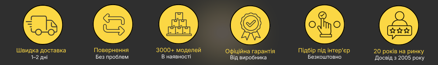 Люстри та світильники в Україні: доставка 1-2 дні, 3000+ моделей, гарантія від виробника, безкоштовний підбір під інтер'єр